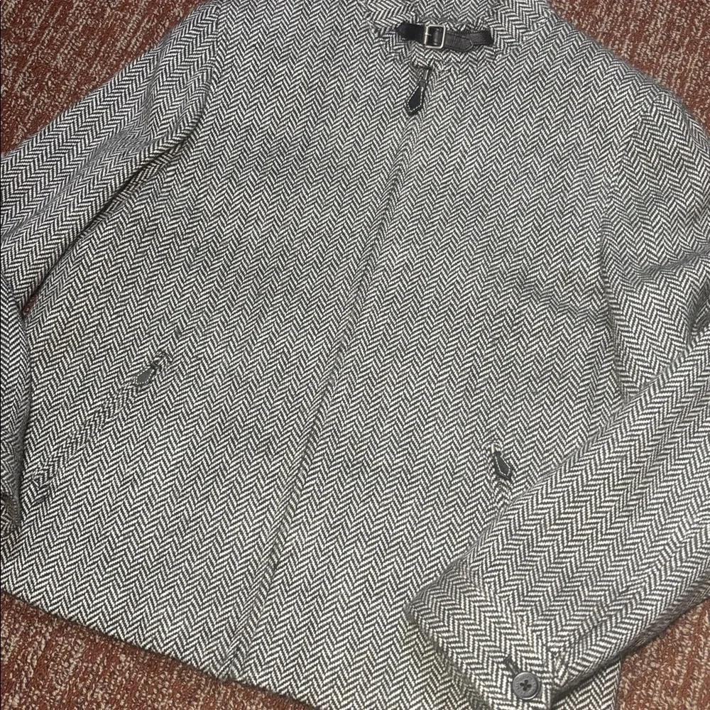 Lauren Ralph Lauren houndstooth zip boxy crop moto style wool alpaca jacket 12 - Picture 1 of 15